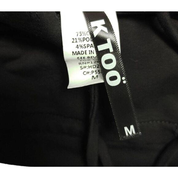 Black Hooded Dress with Drawstring and Front Slit by K Too Sz M - Picture 7 of 8